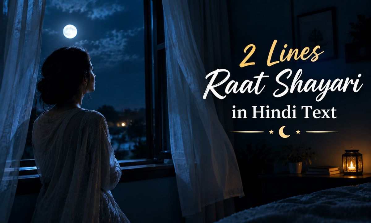 2 Lines Raat Shayari in Hindi Text